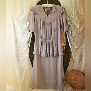 Vintage 1930s Lavender Crepe Dress